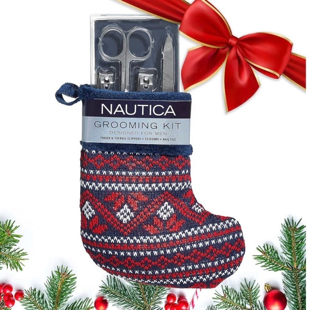 2 Pk NAUTICA Nail Care Grooming Kit for Men – 4 pc Set in a Christmas Stocking - Picture 2 of 11